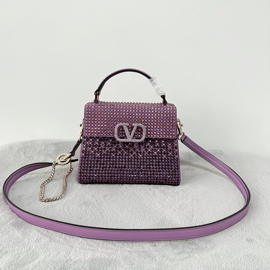 [TOP] VALENTINO Garavani Vsling Bag 19-13-9cm- Purple