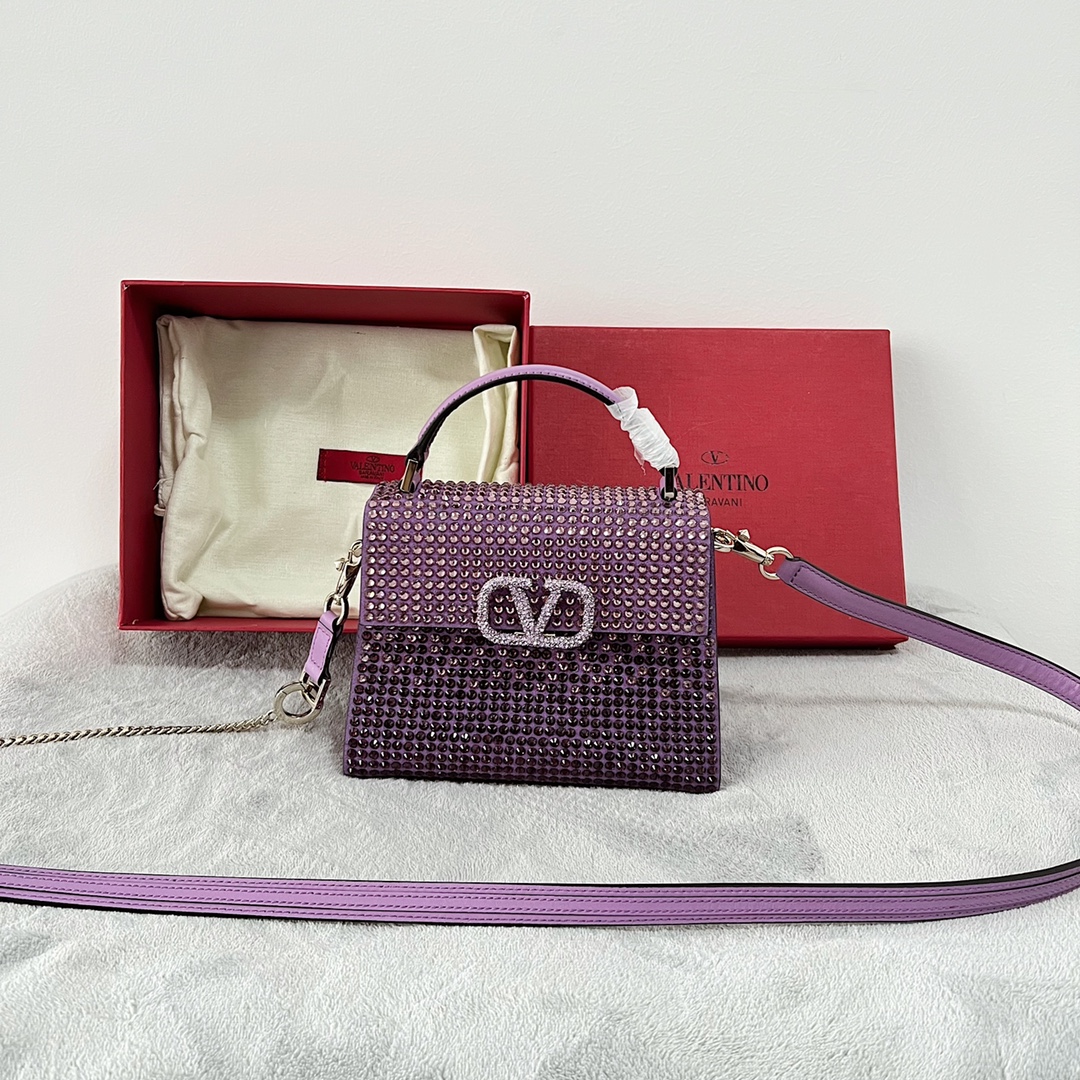 [TOP] VALENTINO Garavani Vsling Bag 19-13-9cm- Purple