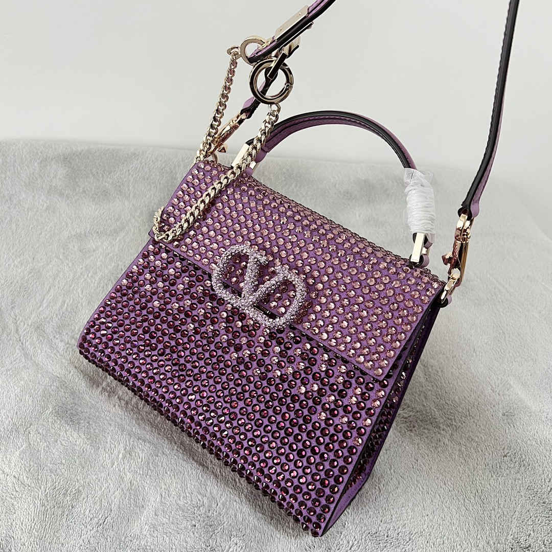 [TOP] VALENTINO Garavani Vsling Bag 19-13-9cm- Purple
