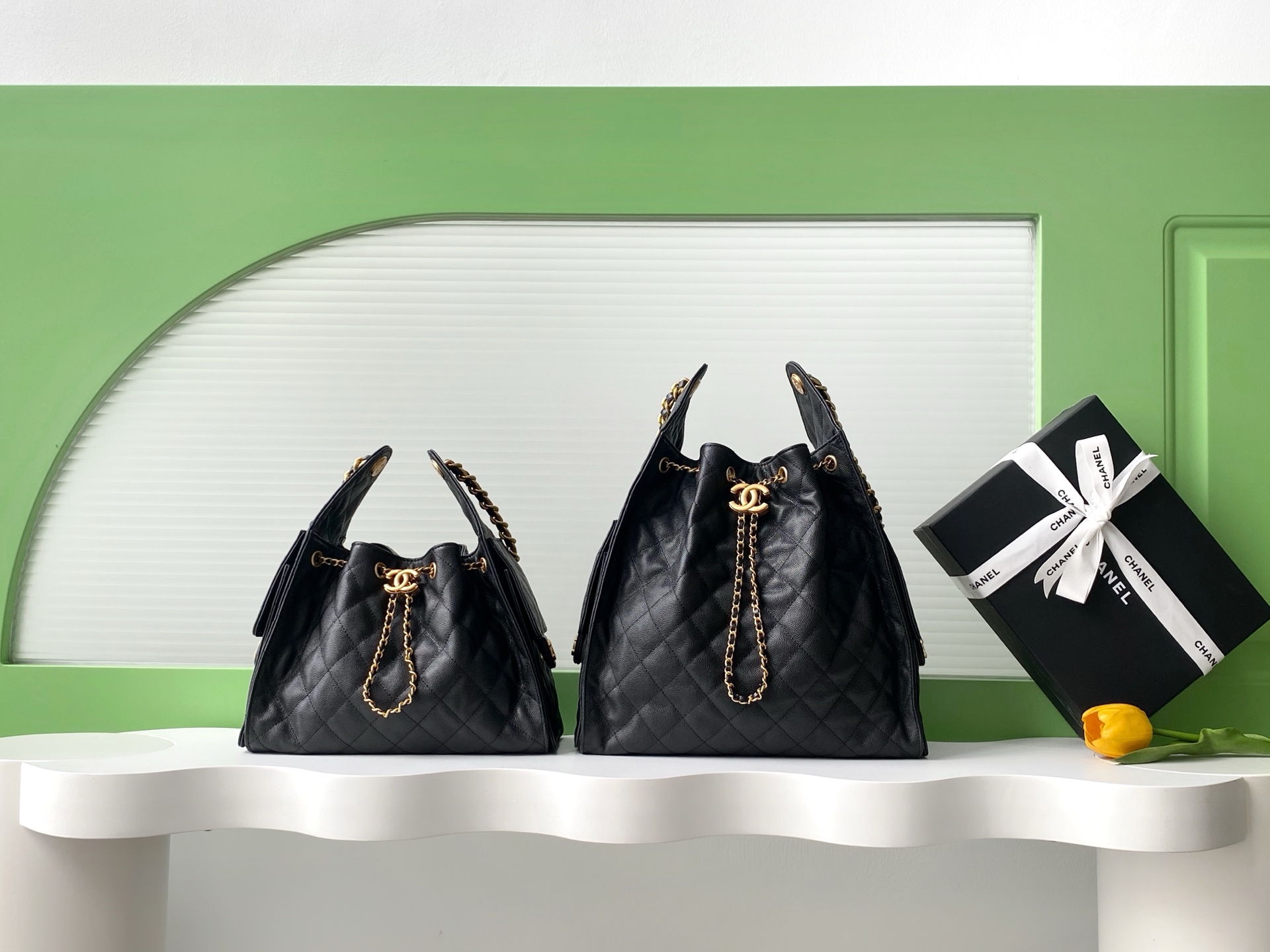 [TOP] CHANEL Hobo Shopping Bag 40-30-15cm/ 30-26-14cm- 3 Colors