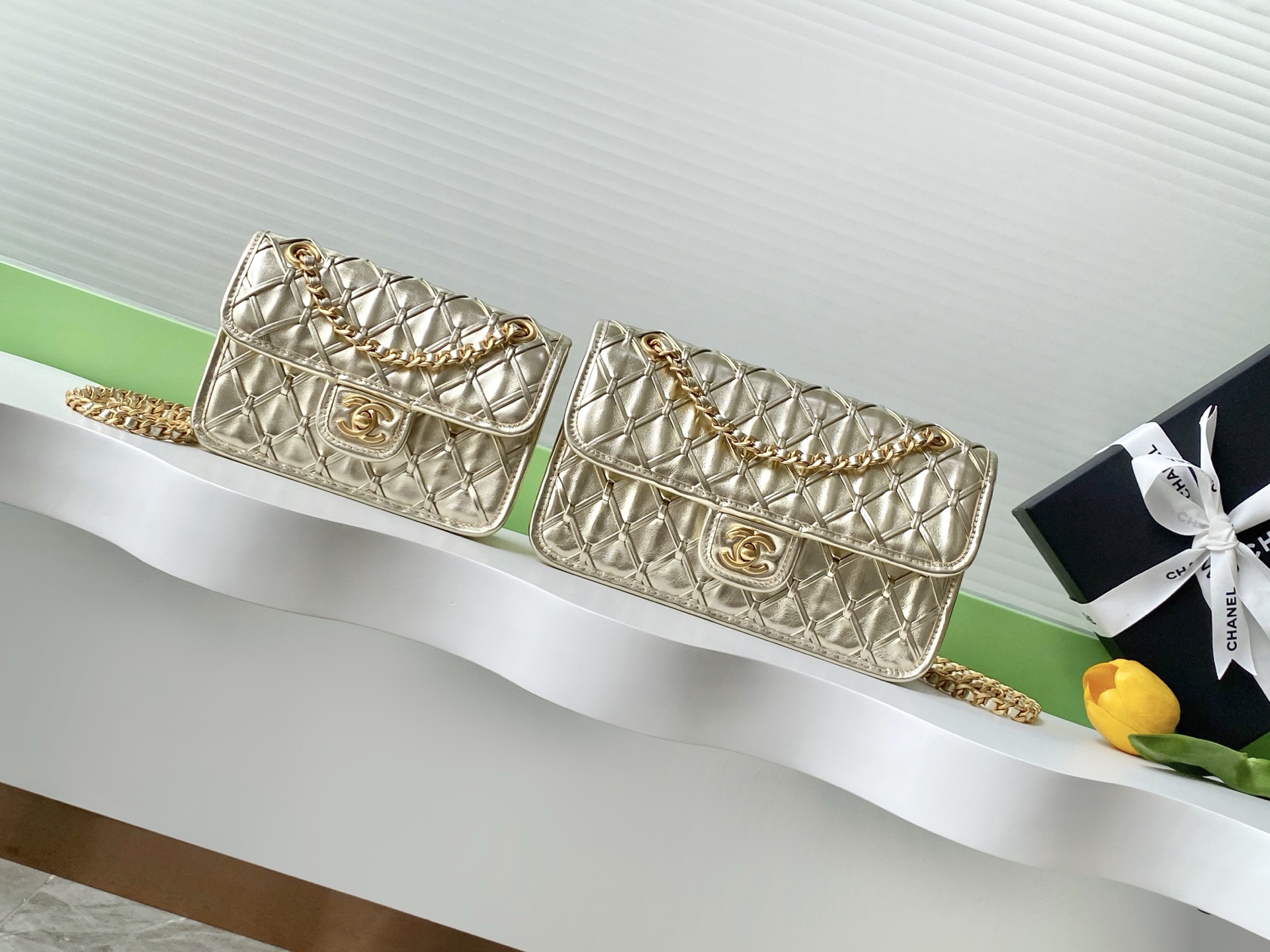 [TOP] CHANEL Flap Bag Leather Bag 13-19-5.5cm /15-25-8cm- 2 Colors