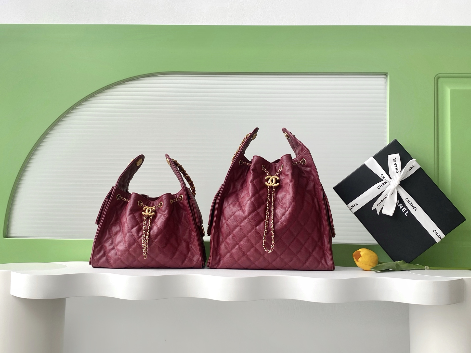 [TOP] CHANEL Hobo Shopping Bag 40-30-15cm/ 30-26-14cm- 3 Colors