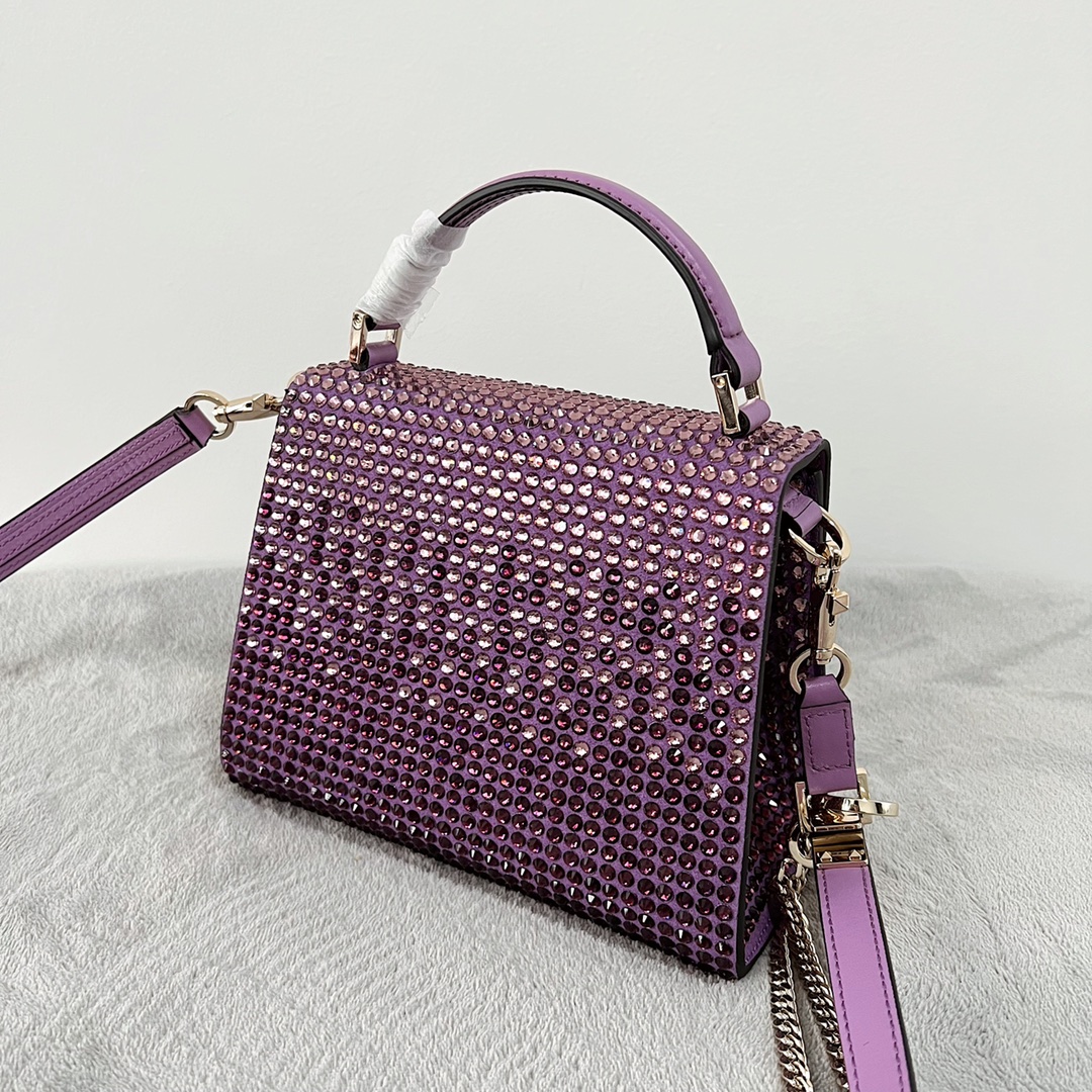 [TOP] VALENTINO Garavani Vsling Bag 19-13-9cm- Purple