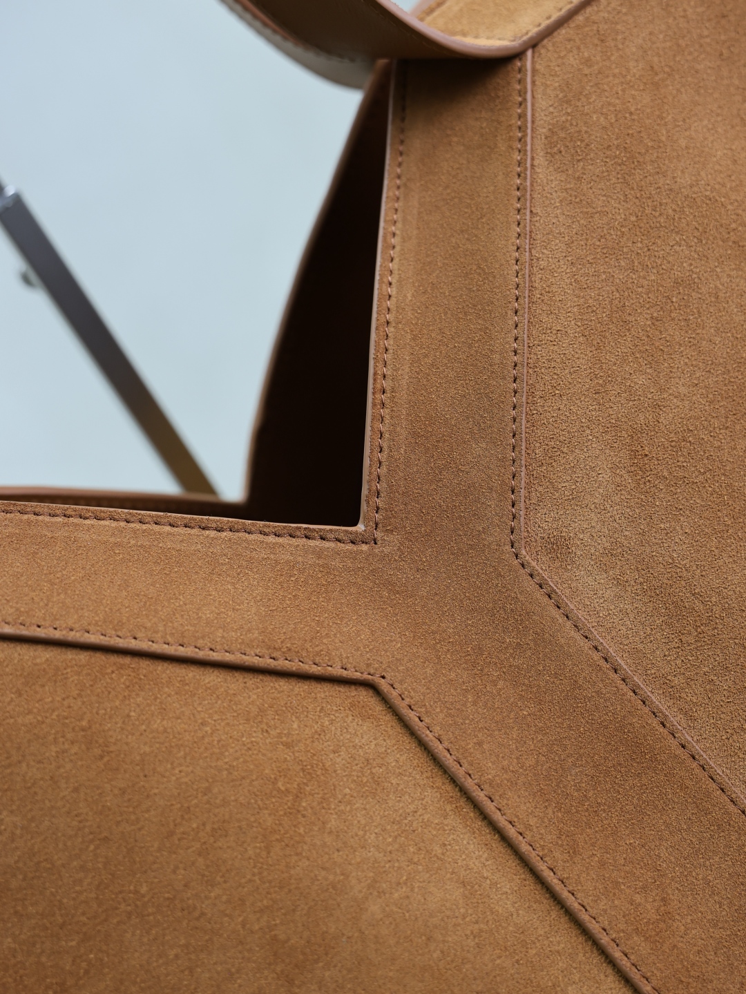 [TOP] Yves Saint Laurent YSL Shopping Bag Suede With Cowhide 38-50×33×16cm - Brown