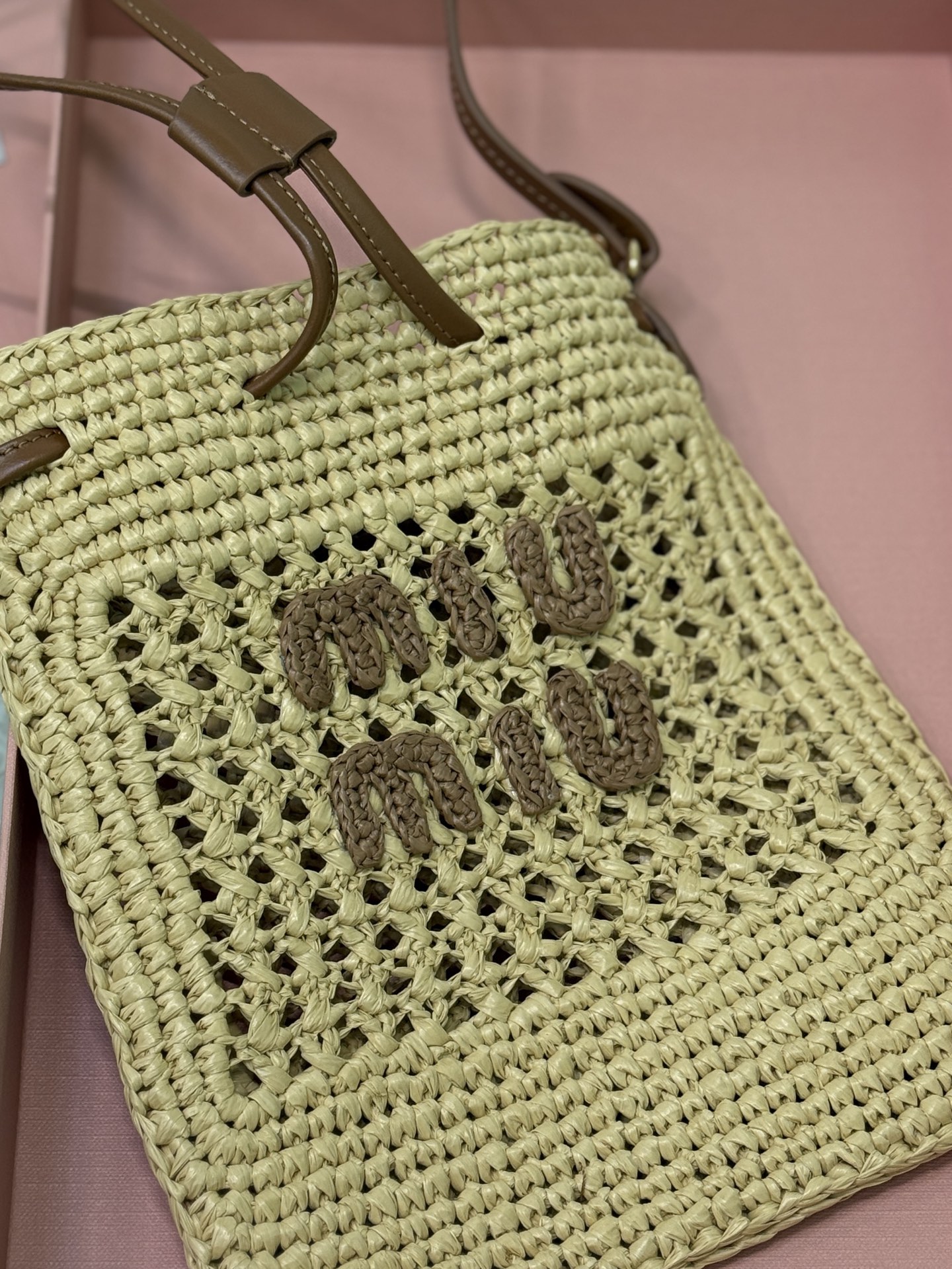 [TOP] Miu Miu Hollow Knit Tote Bag 20x22cm - 3 Colors