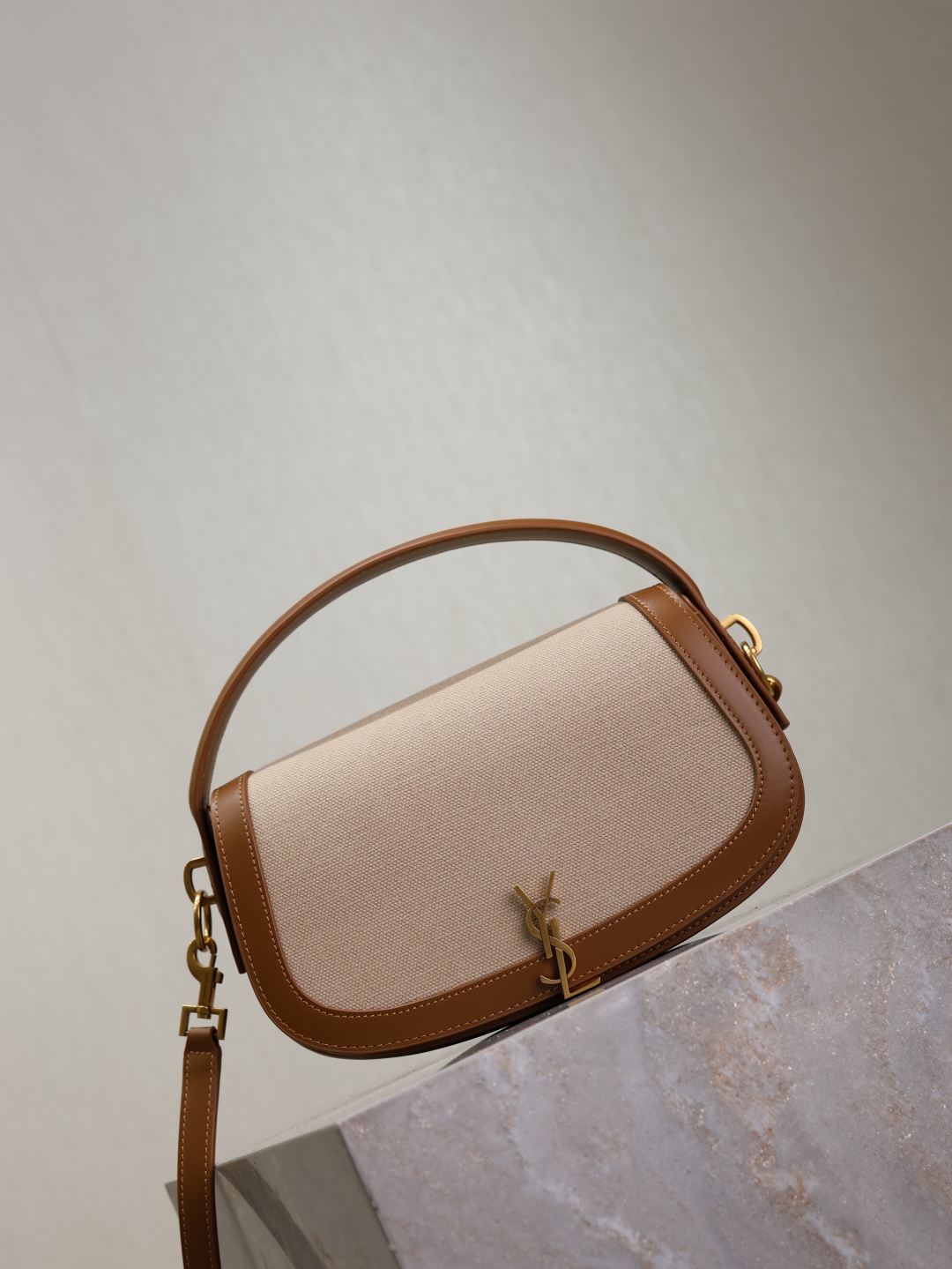 [TOP] Yves Saint Laurent YSL Voltaire Handbag/Crossbody Bag 24×15×5cm - Beige