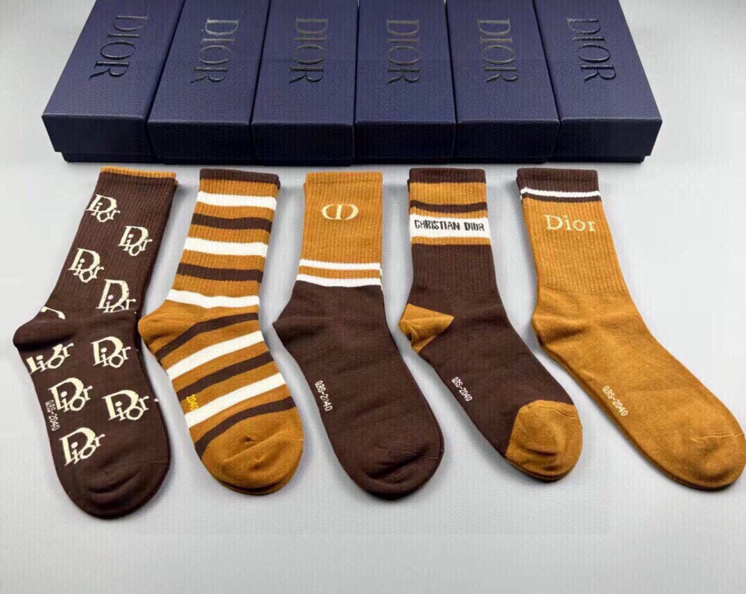 [Top] Christian Dior Socks - 5 Pieces as a Set