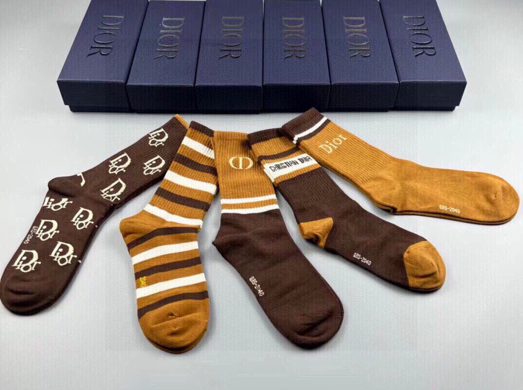 [Top] Christian Dior Socks - 5 Pieces as a Set