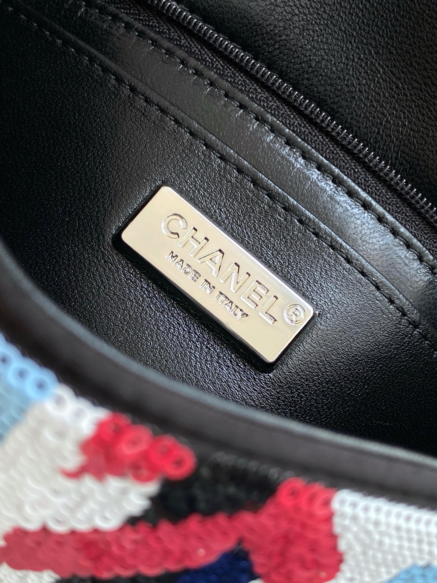 [TOP] CHANEL Sequins Flap Bag 14-21-8cm - Blue and White and Red