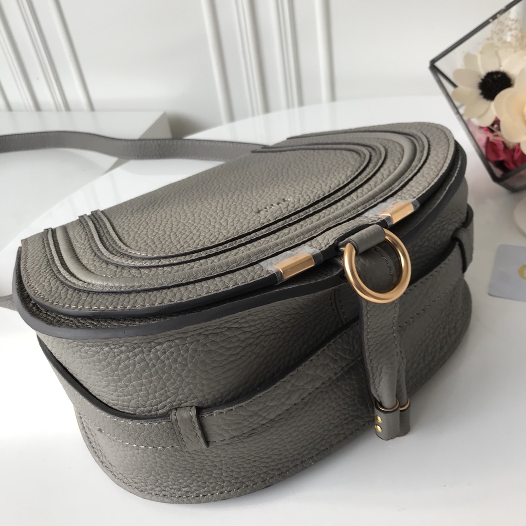[TOP] Chloe Marcie Bag Cowhide 19*16*9cm- Gray