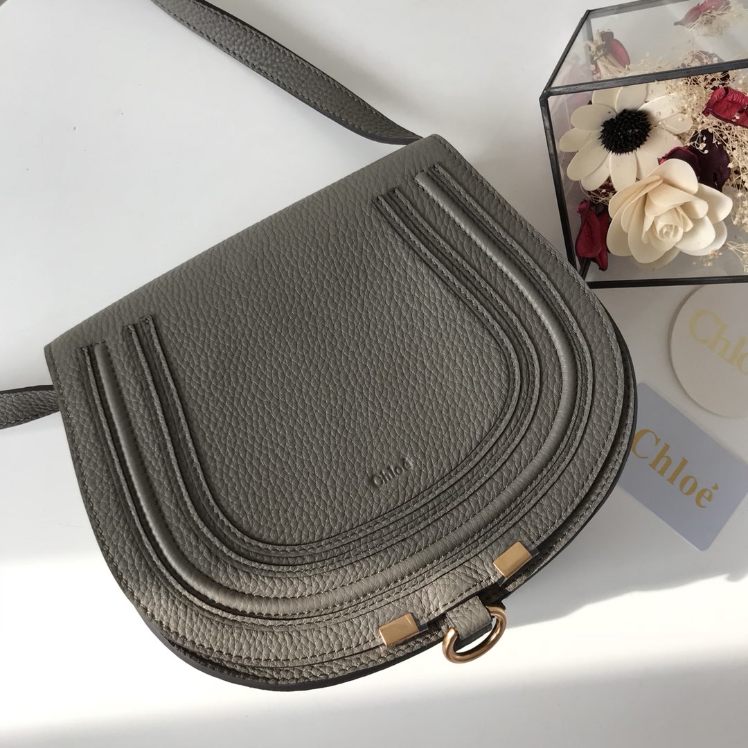 [TOP] Chloe Marcie Bag Cowhide 19*16*9cm- Gray