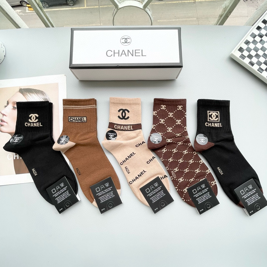 [TOP] CHANEL Socks - 5 Pieces as a Set