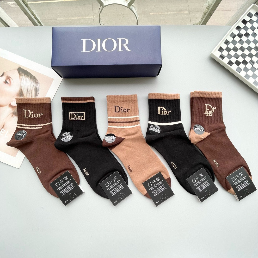 [Top] Christian Dior Socks - 5 Pieces as a Set