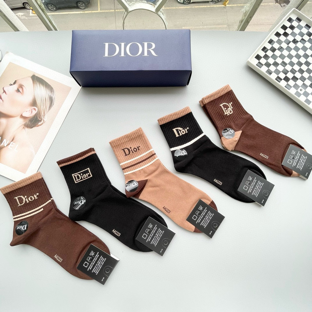 [Top] Christian Dior Socks - 5 Pieces as a Set