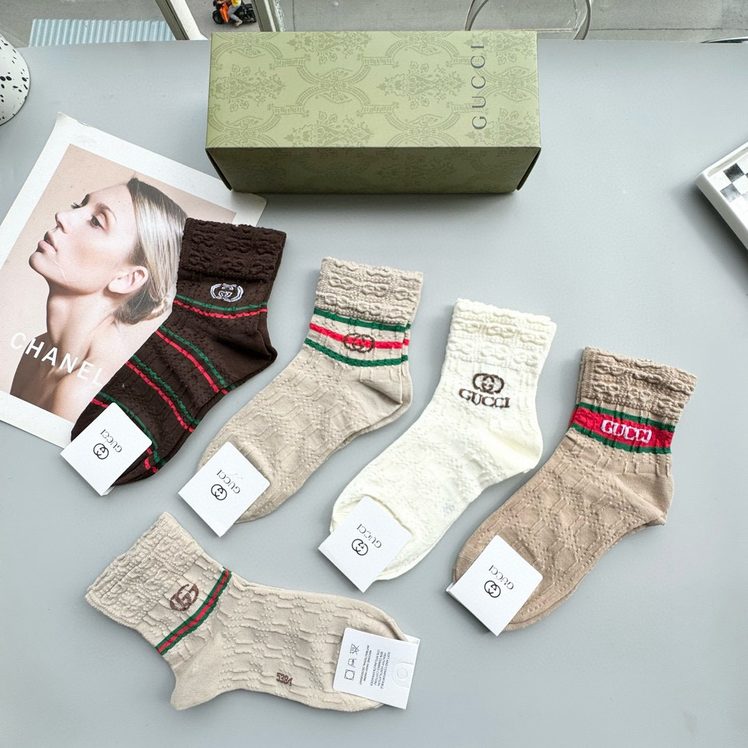 [TOP] GUCCI Socks - 5 Pieces as a Set