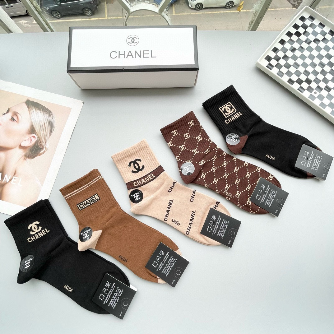 [TOP] CHANEL Socks - 5 Pieces as a Set