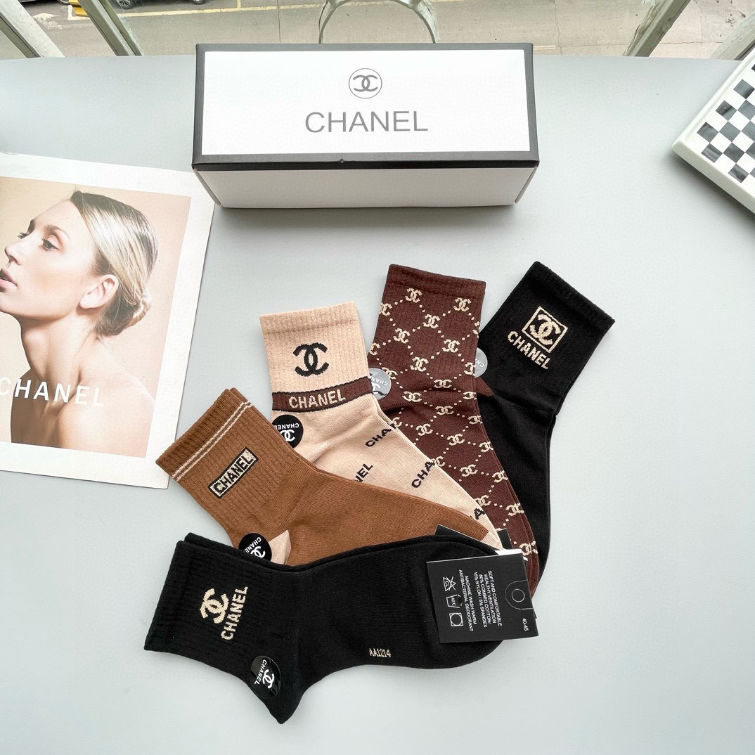 [TOP] CHANEL Socks - 5 Pieces as a Set