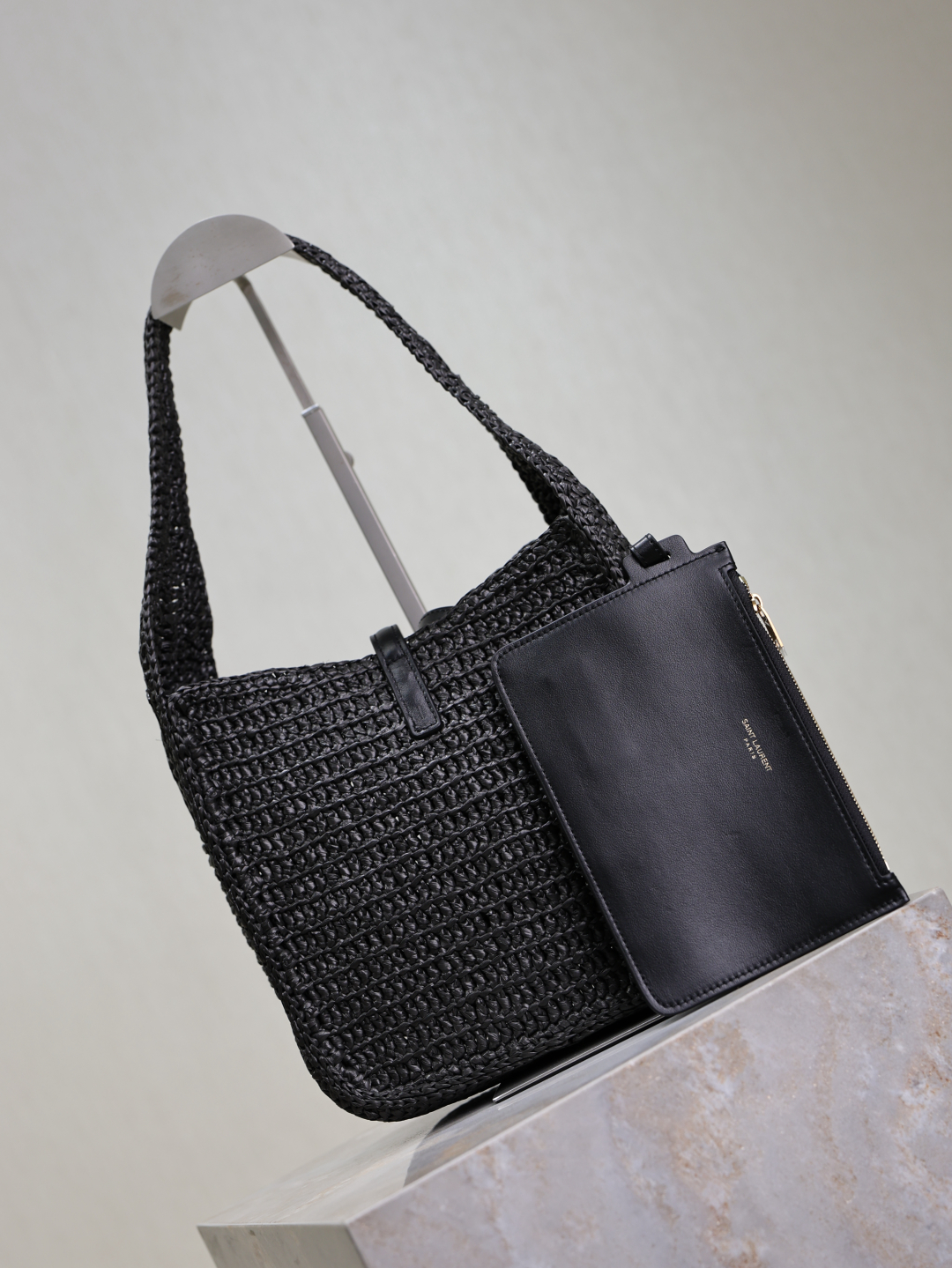 [TOP] Yves Saint Laurent YSL LE 5A7 Bag Weave Underarm Bags 23×22×8.5cm - Black