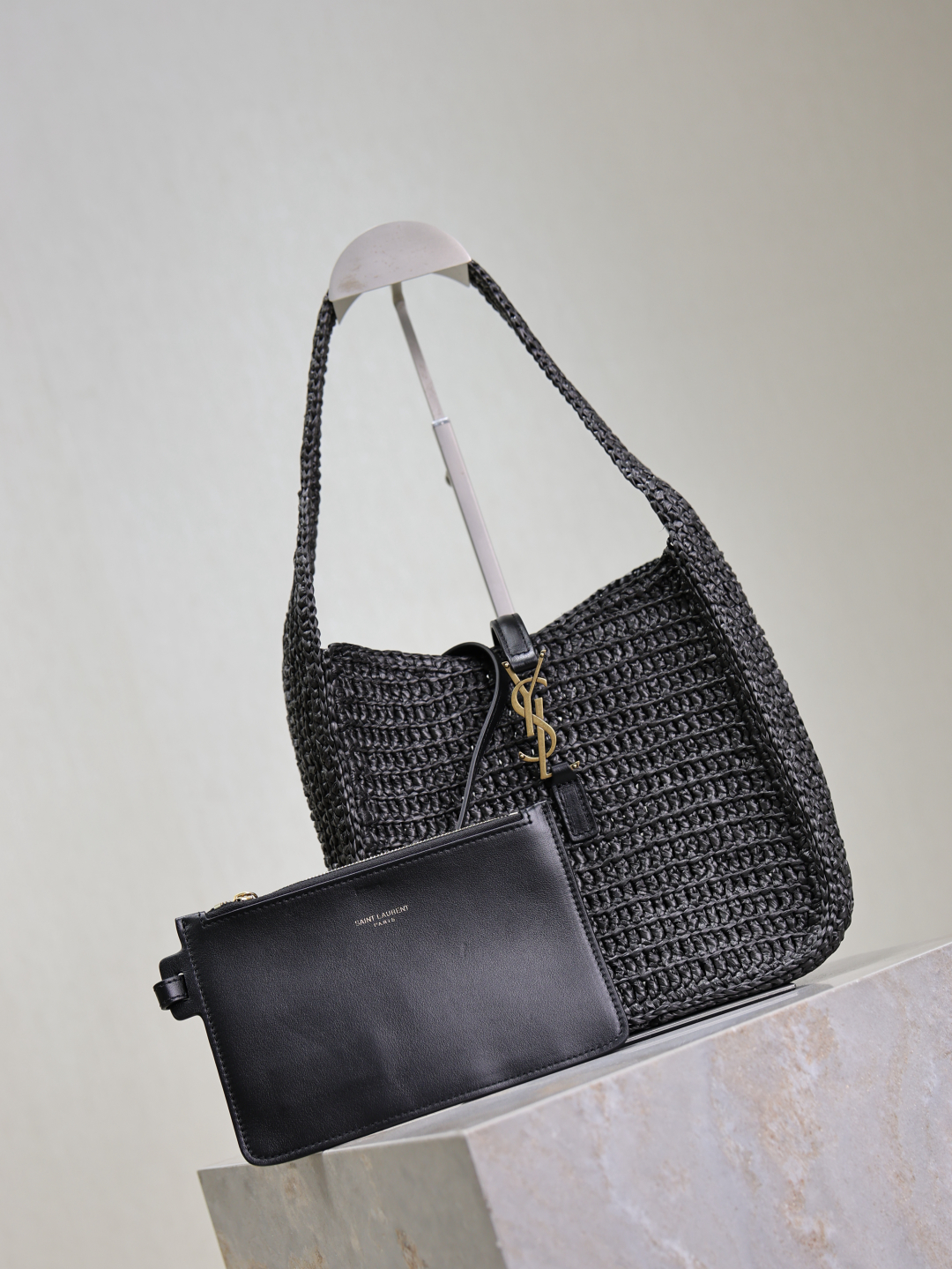 [TOP] Yves Saint Laurent YSL LE 5A7 Bag Weave Underarm Bags 23×22×8.5cm - Black