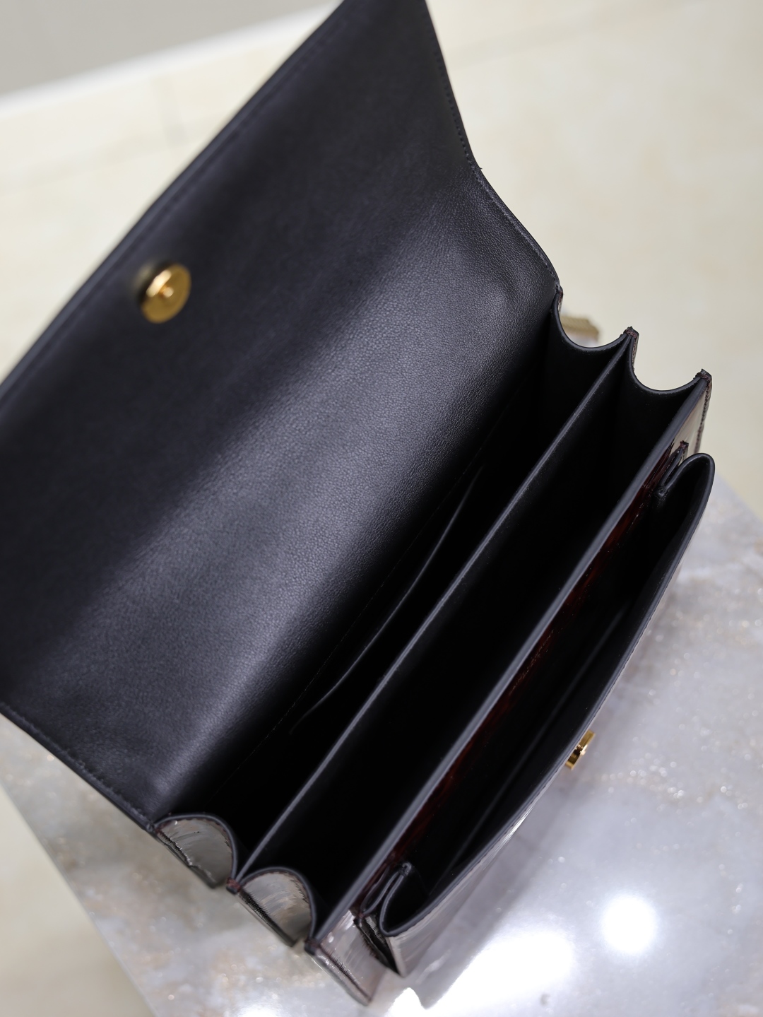 [TOP] Yves Saint Laurent YSL Sunset Bag Leopard Print Patent Leather Bag 22cm- Brown&GHW