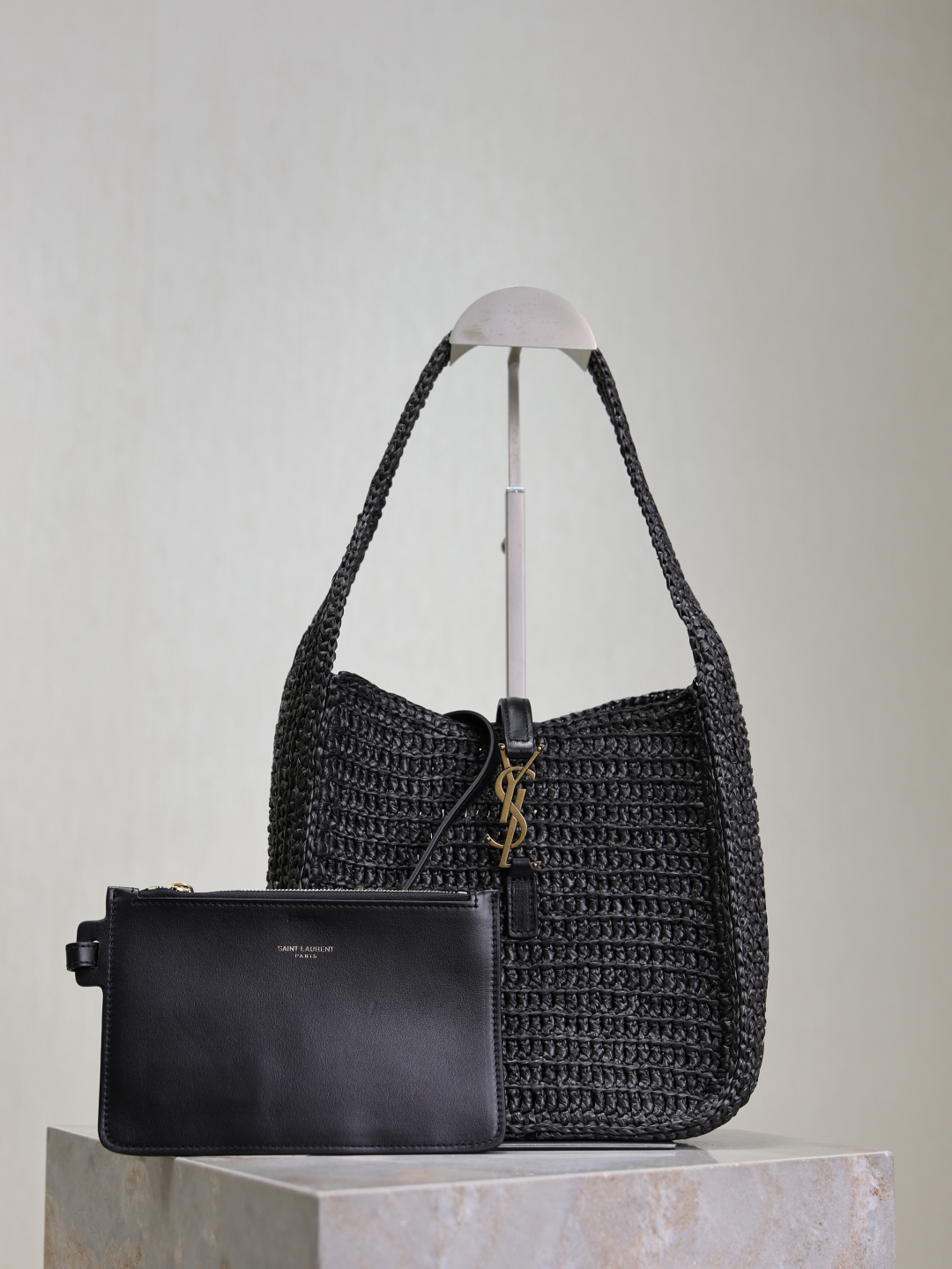 [TOP] Yves Saint Laurent YSL LE 5A7 Bag Weave Underarm Bags 23×22×8.5cm - Black