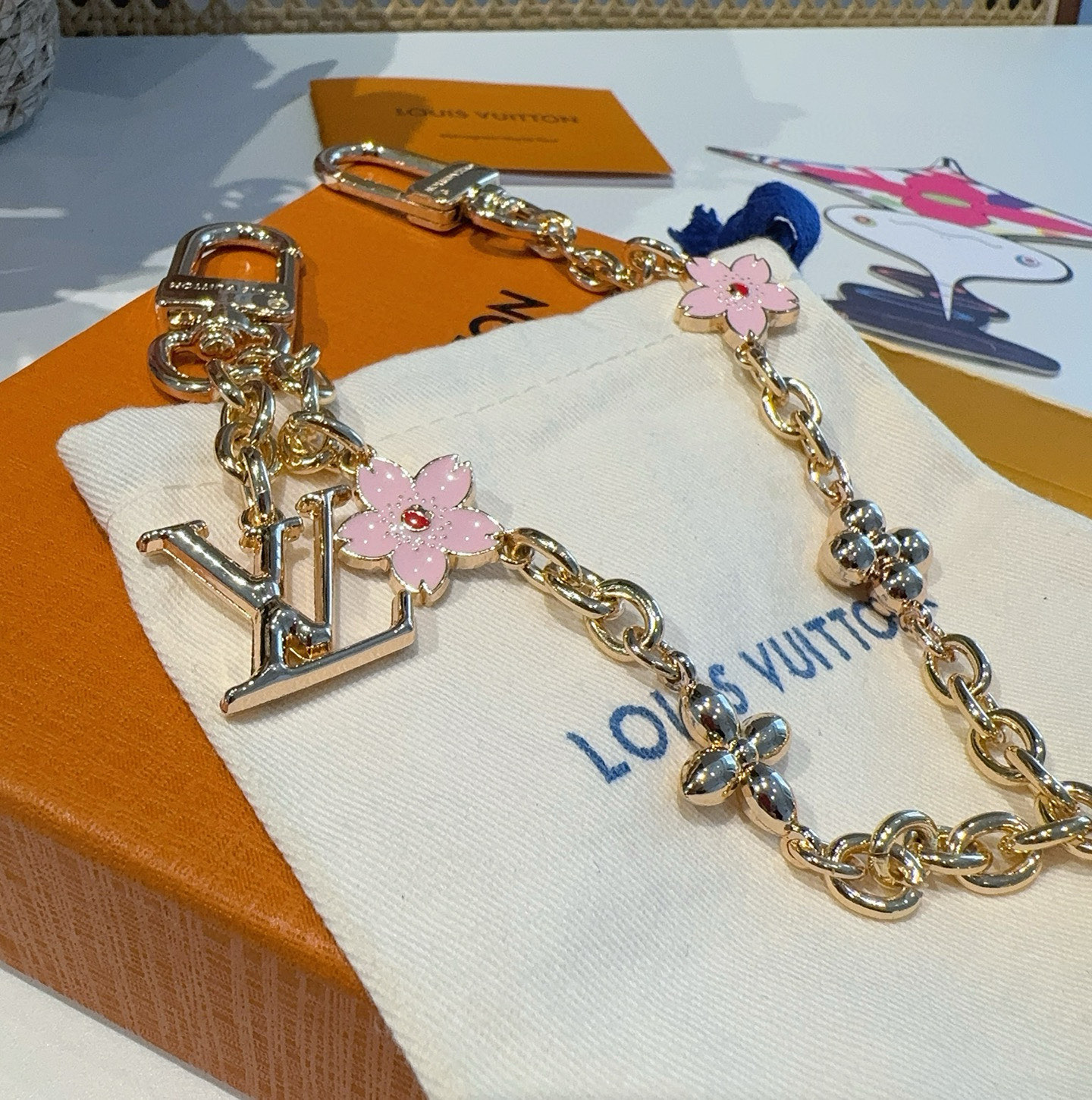 [TOP] Louis Vuitton LV ×TM Cherry Blossom Bag Charm  - Gold