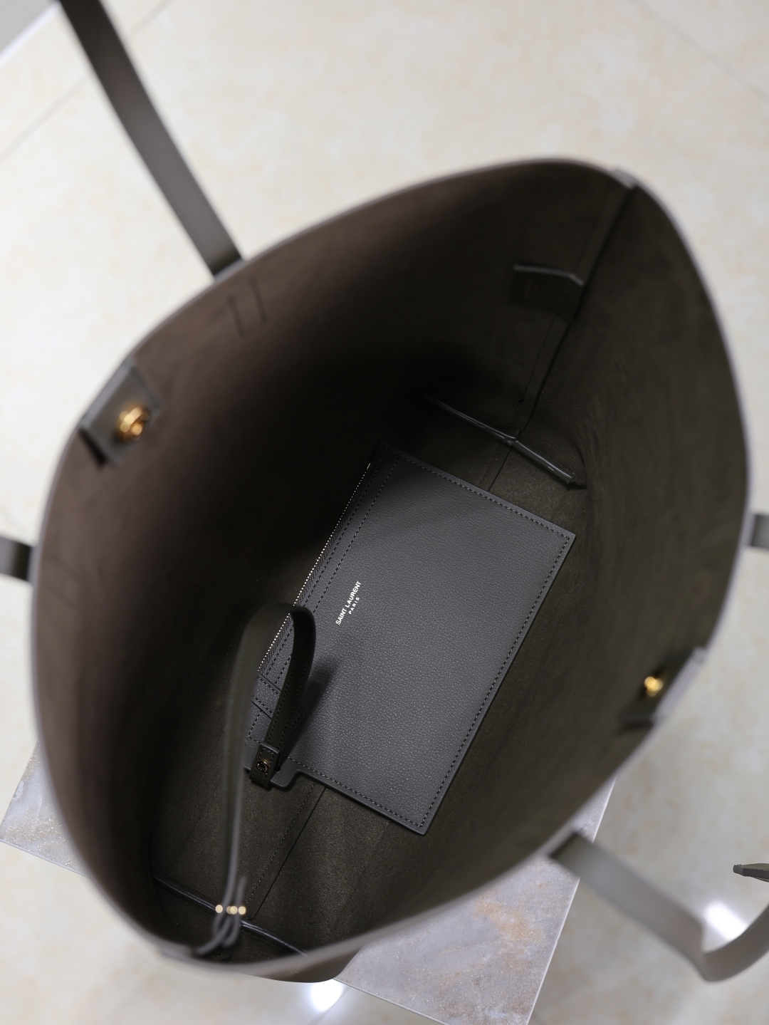 [TOP] Yves Saint Laurent YSL Shopping Tote Bag 25/32.5/38cm - Dark Green