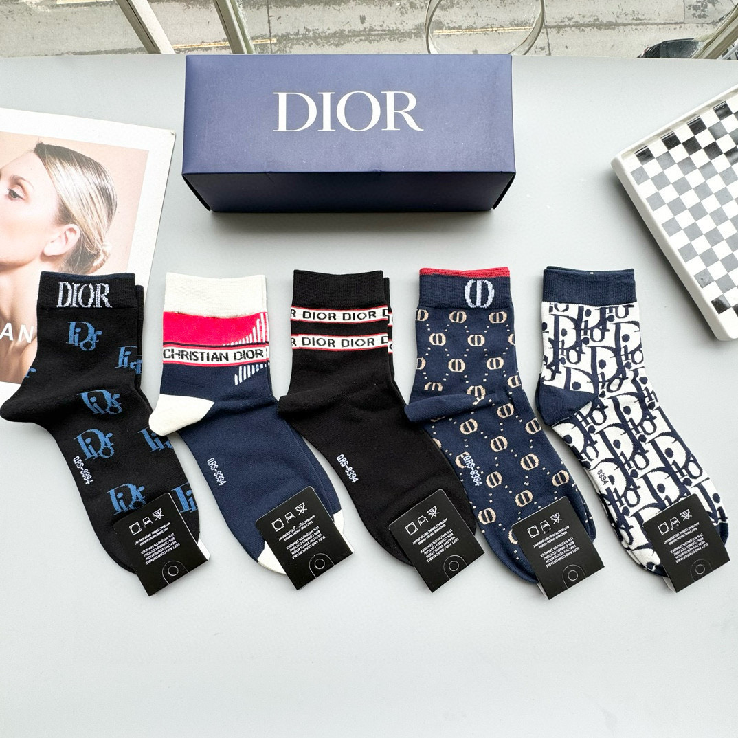 [Top] Christian Dior Socks - 5 Pieces as a Set