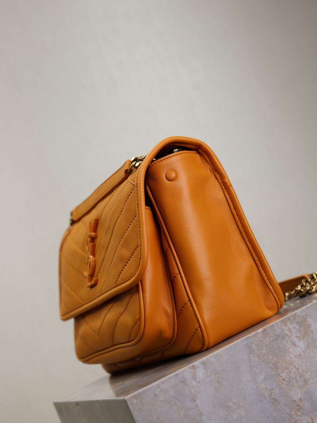 [Top] Yves Saint Laurent YSL Niki Sheepskin Bag 22x16.5x7.5cm/28x20.5x8.5cm - Orange