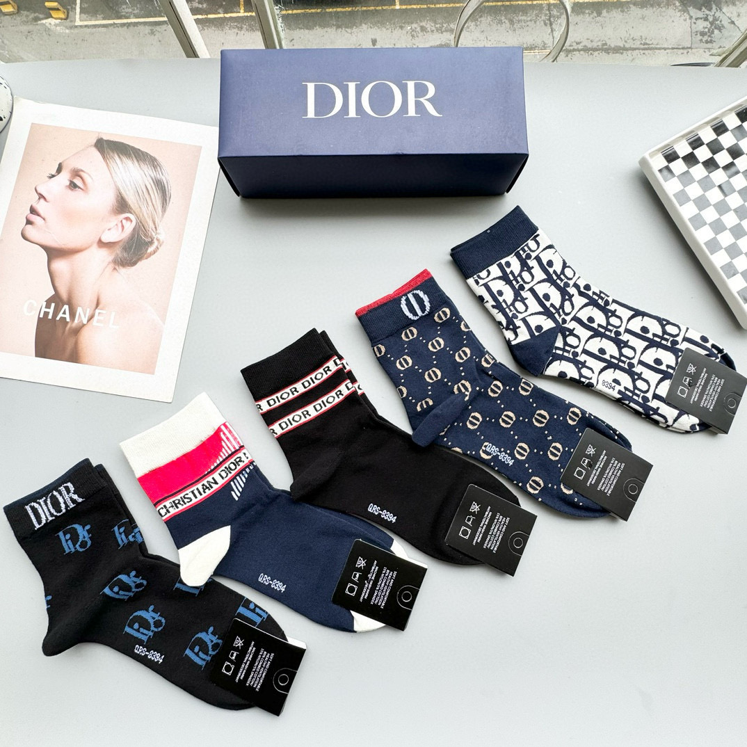 [Top] Christian Dior Socks - 5 Pieces as a Set