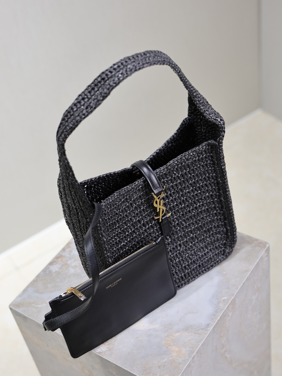 [TOP] Yves Saint Laurent YSL LE 5A7 Bag Weave Underarm Bags 23×22×8.5cm - Black
