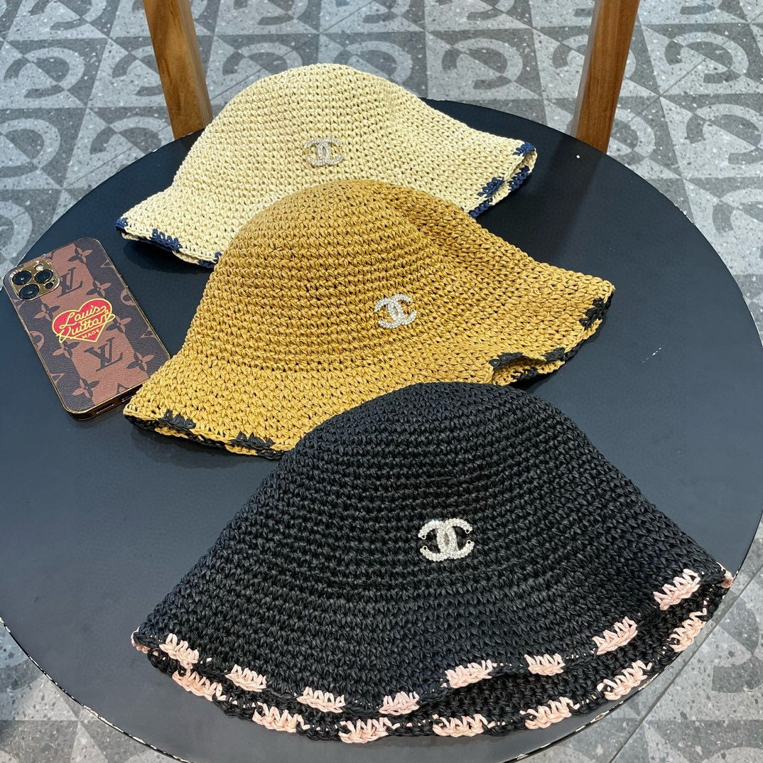 [TOP] CHANEL Woven Straw Hat - 3 Colors