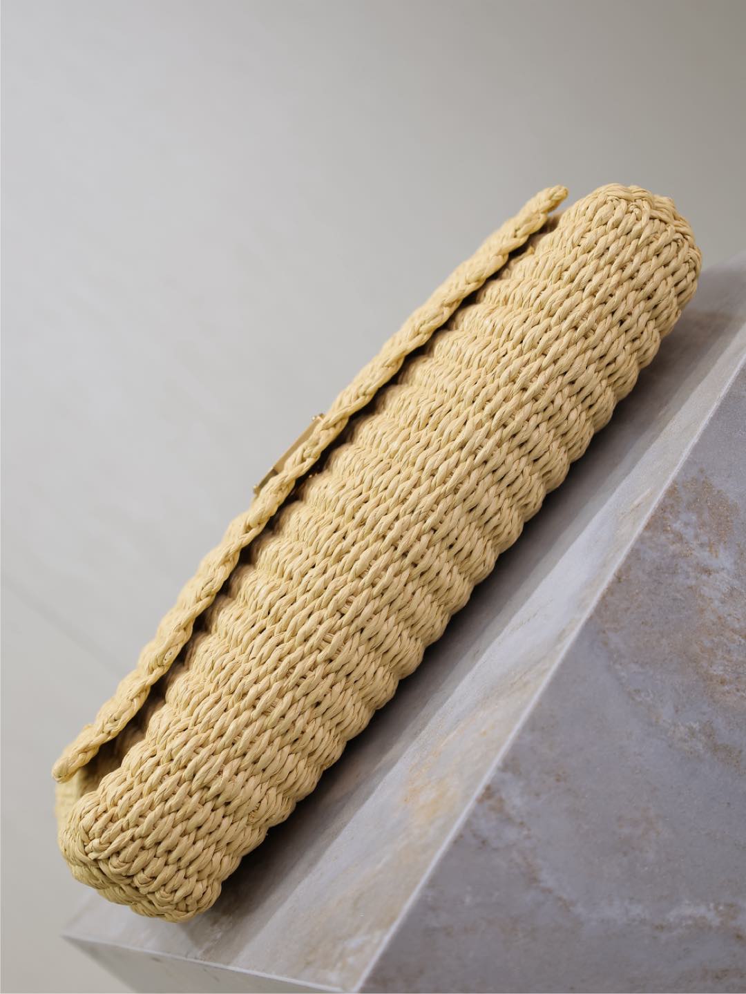 [TOP] Yves Saint Laurent Kate Bags Raffia Grass Woven Chain Bag 28.5×20×6cm - Beige