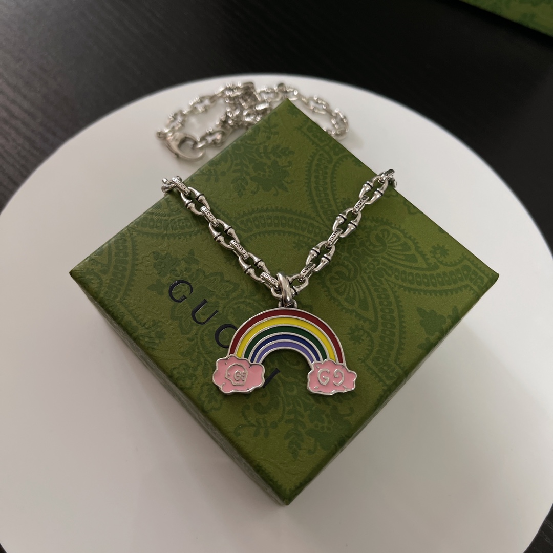 [TOP] GUCCI Rainbow Necklace - Silver