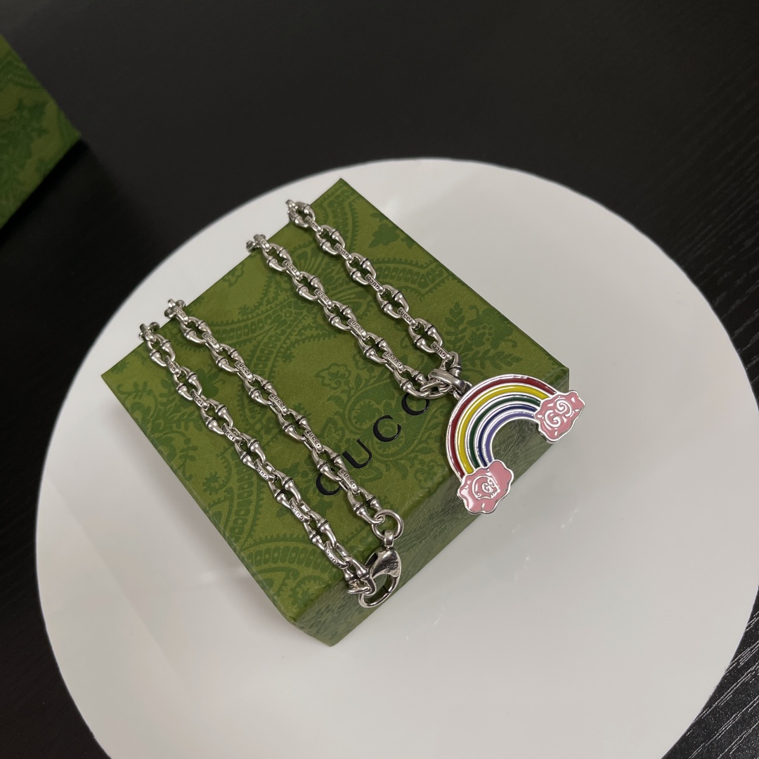 [TOP] GUCCI Rainbow Necklace - Silver