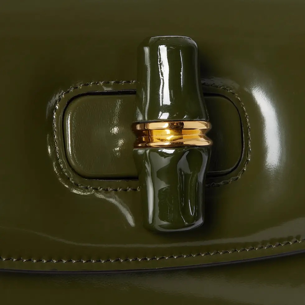 [TOP] GUCCI GG Bamboo Diva Handbag 26.6x 13 x 8 cm - Green