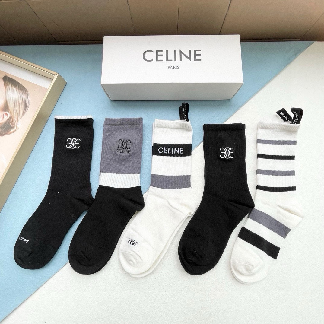 [TOP] CELINE Socks - 5 Pieces as a Set
