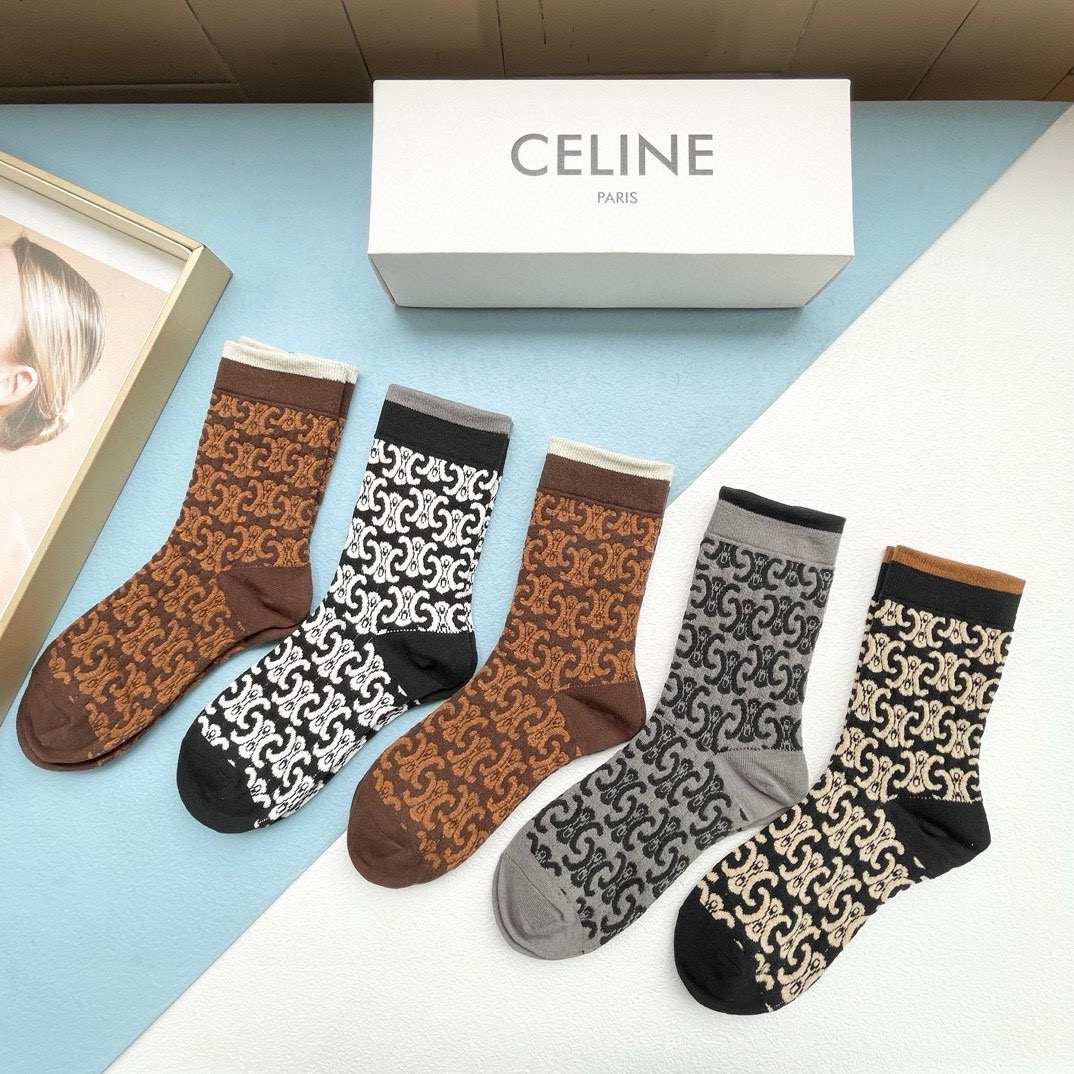 [TOP] CELINE Socks - 5 Pieces as a Set