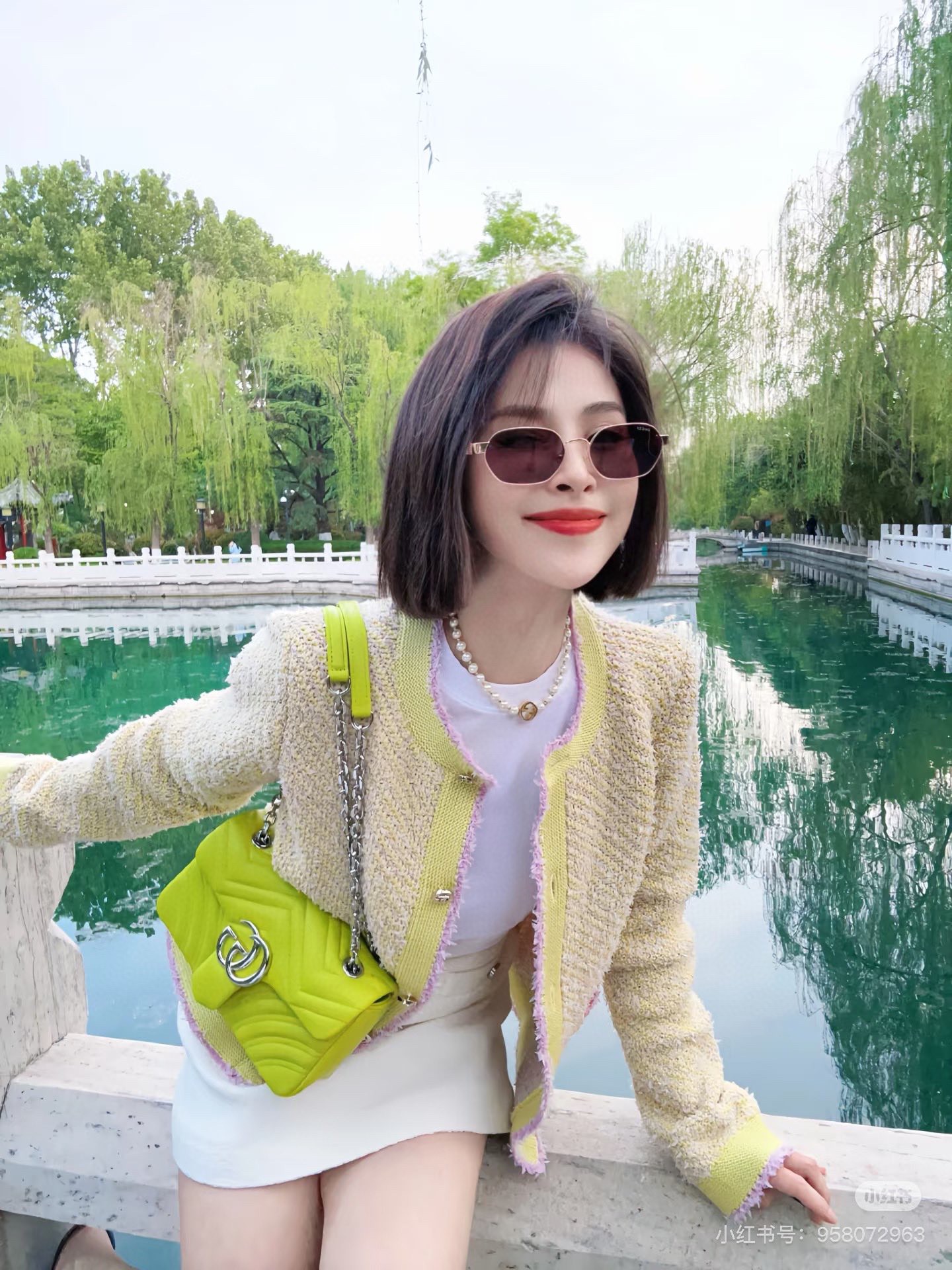 [TOP] GUCCI GG Marmont Bag 22x 12.5x 6 cm - Fluorescent Green