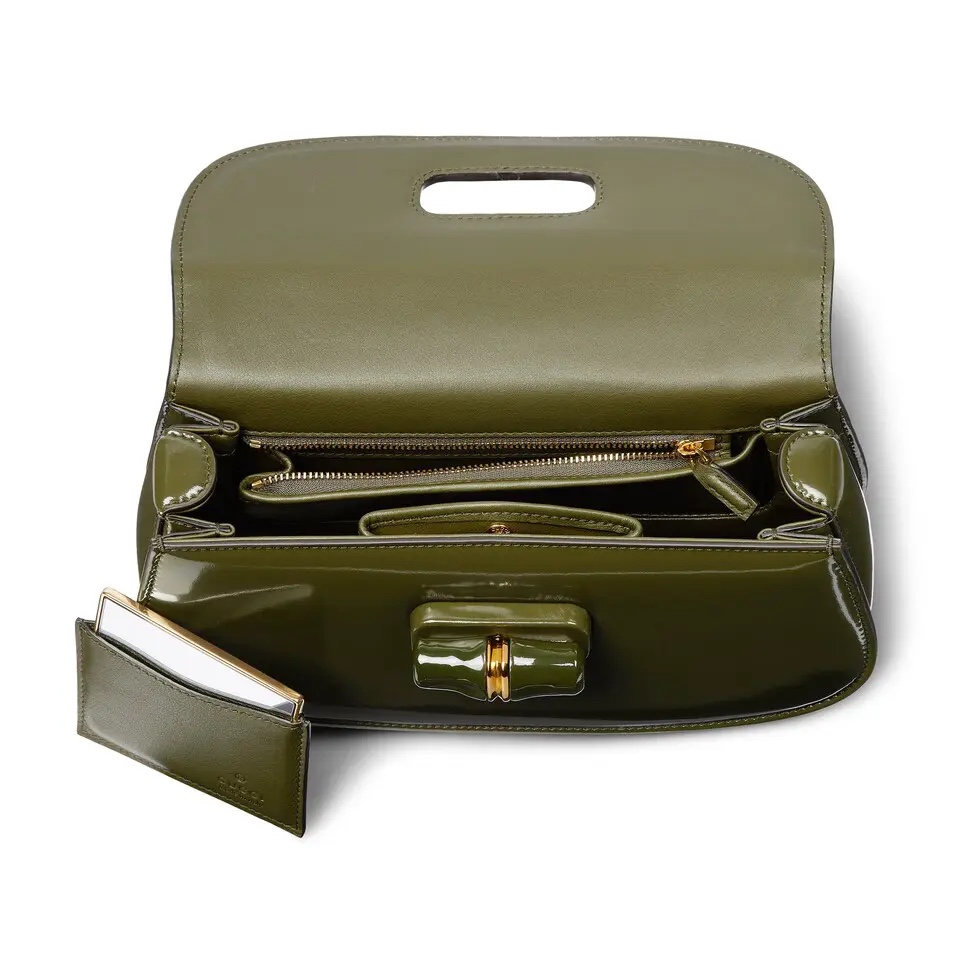 [TOP] GUCCI GG Bamboo Diva Handbag 26.6x 13 x 8 cm - Green