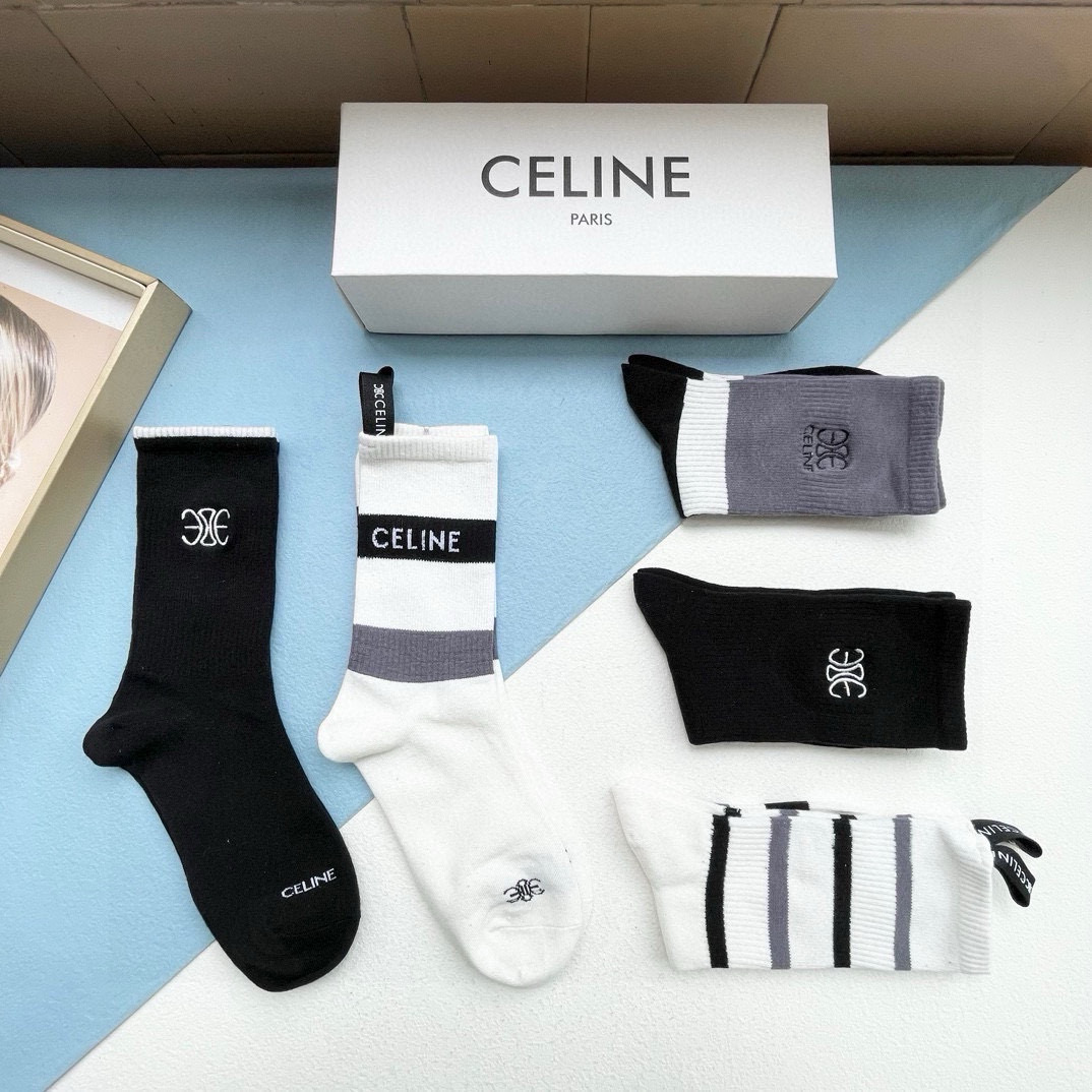 [TOP] CELINE Socks - 5 Pieces as a Set