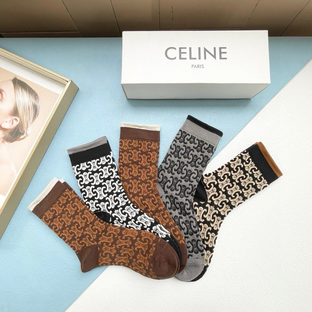 [TOP] CELINE Socks - 5 Pieces as a Set