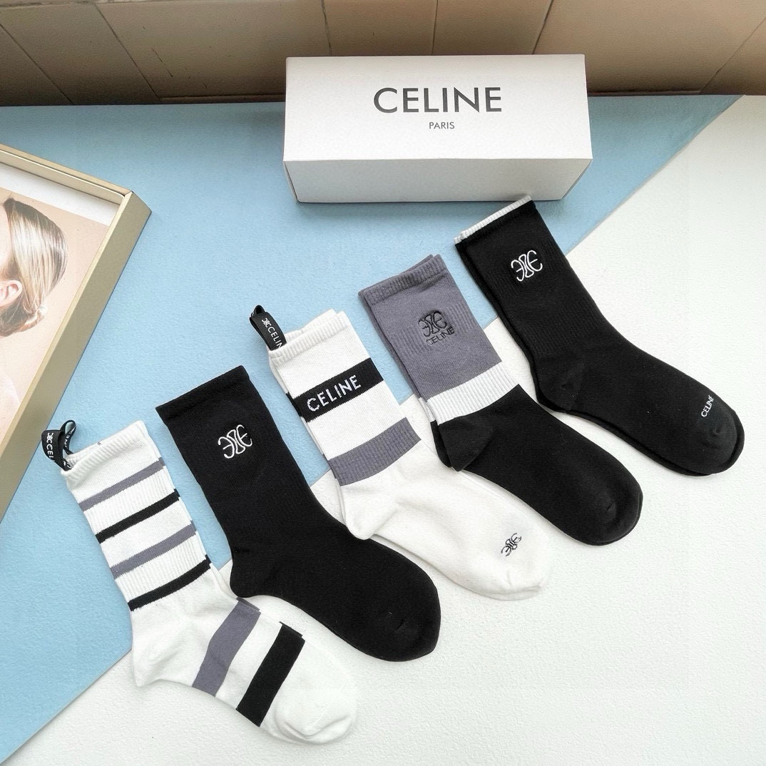[TOP] CELINE Socks - 5 Pieces as a Set