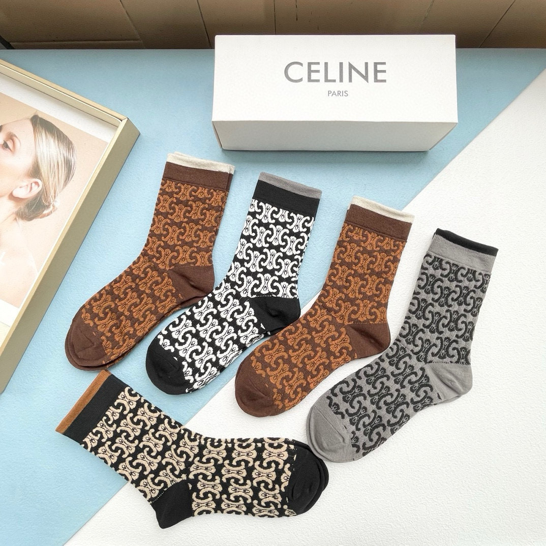 [TOP] CELINE Socks - 5 Pieces as a Set