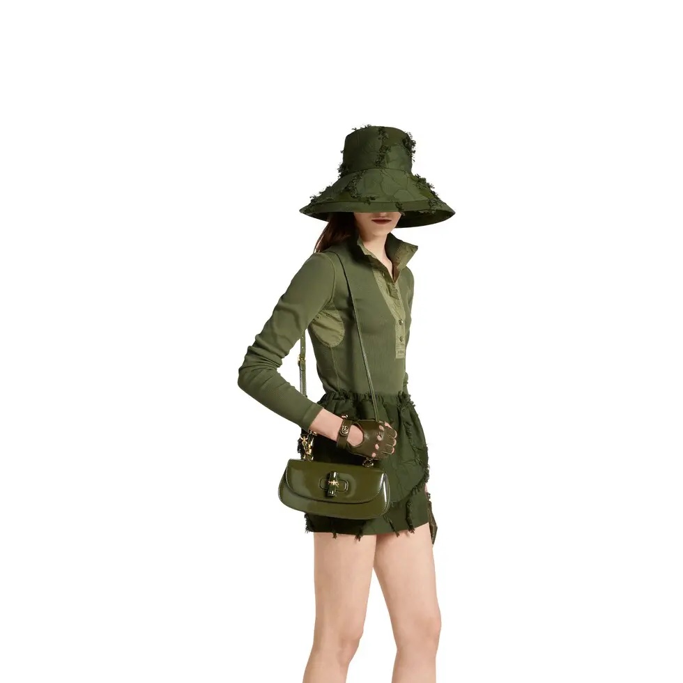 [TOP] GUCCI GG Bamboo Diva Handbag 26.6x 13 x 8 cm - Green