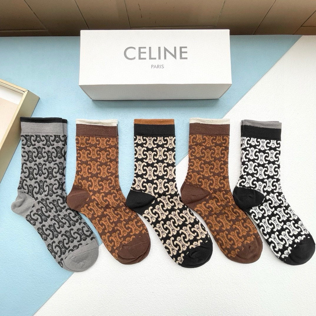 [TOP] CELINE Socks - 5 Pieces as a Set