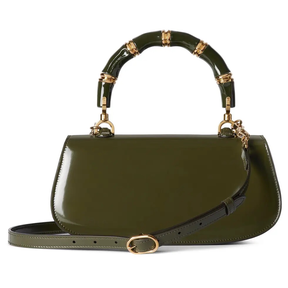 [TOP] GUCCI GG Bamboo Diva Handbag 26.6x 13 x 8 cm - Green