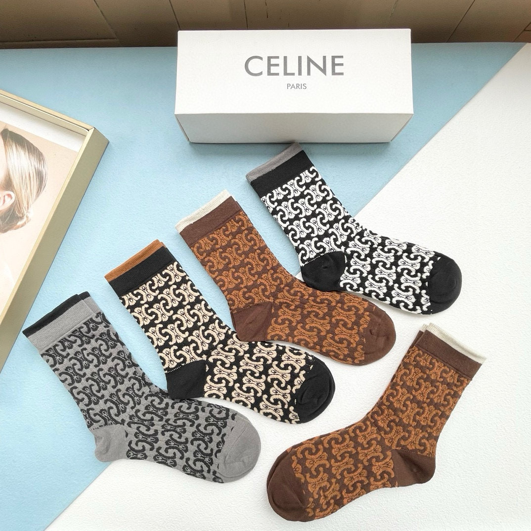 [TOP] CELINE Socks - 5 Pieces as a Set