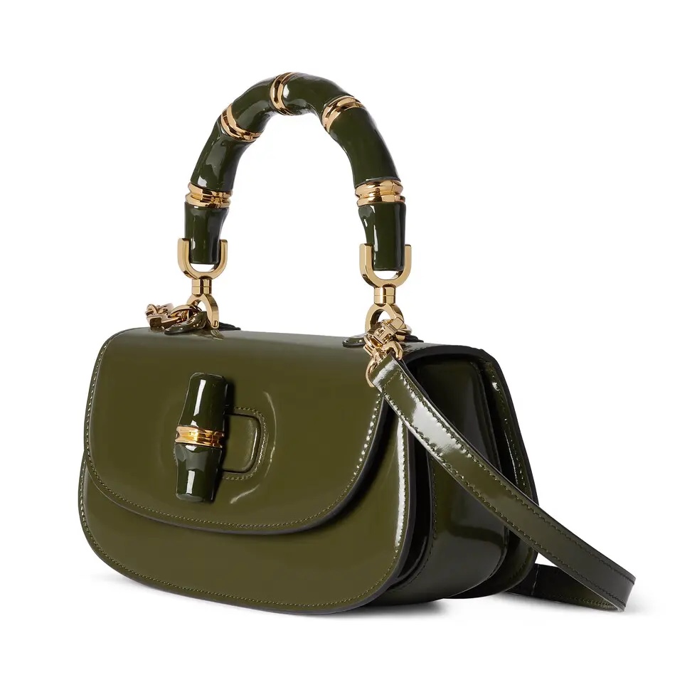 [TOP] GUCCI GG Bamboo Diva Handbag 26.6x 13 x 8 cm - Green