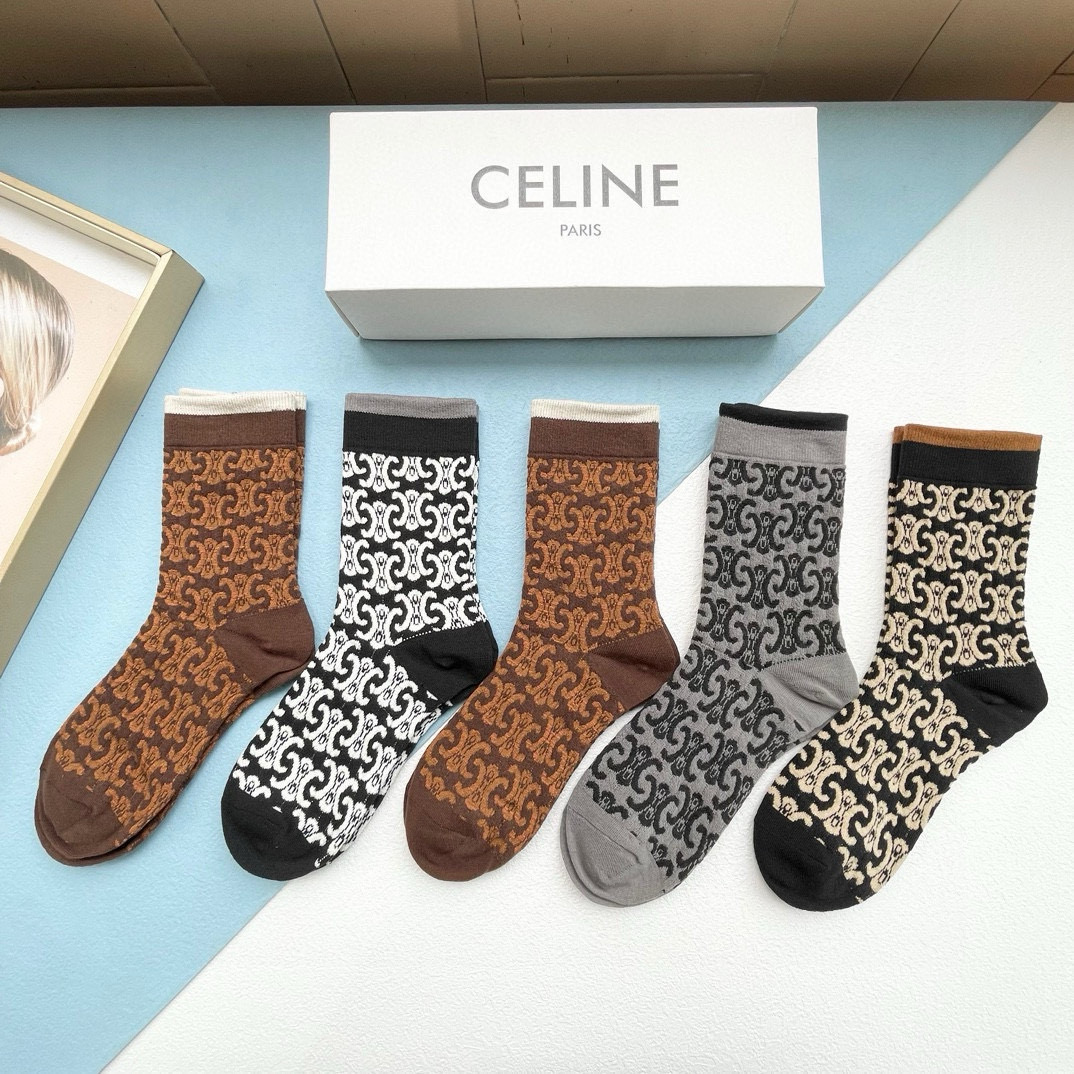 [TOP] CELINE Socks - 5 Pieces as a Set